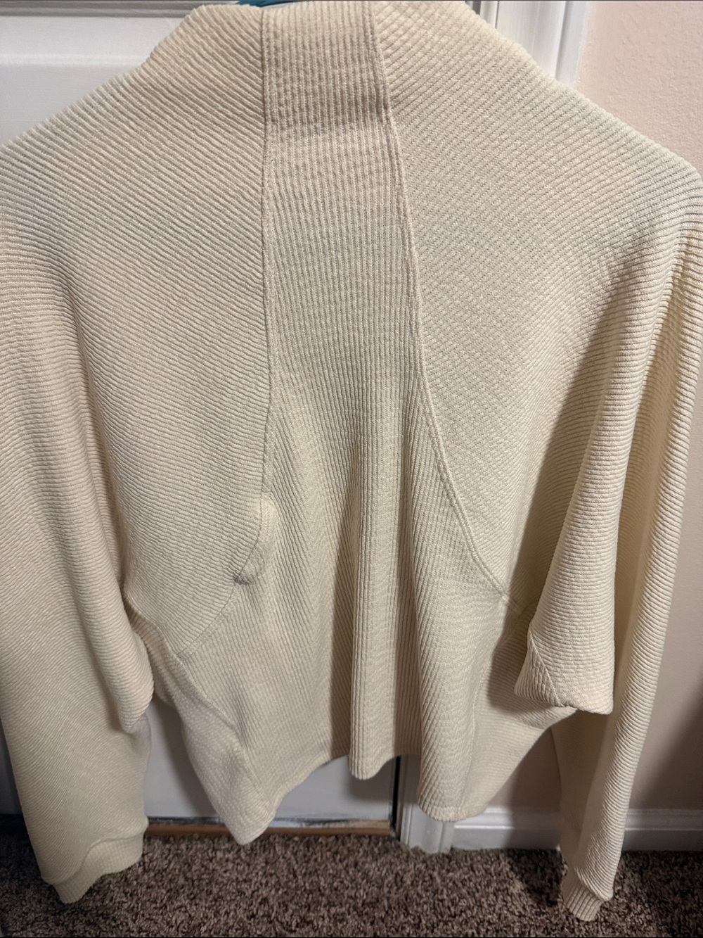 Express Cream Ribbed Zip-Front Bomber Jacket - Picture 3 of 3